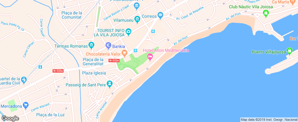 Отель Allon Mediterrania на карте Испании