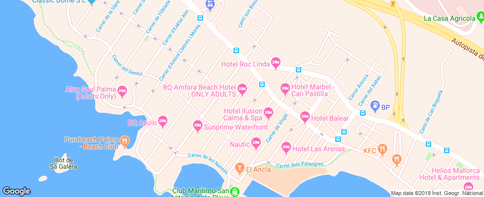 Отель Amfora Beach на карте Испании
