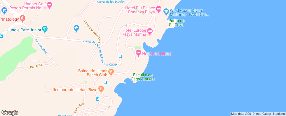 Отель Apartamentos Y Estudios Roc Illetas Playa на карте Испании