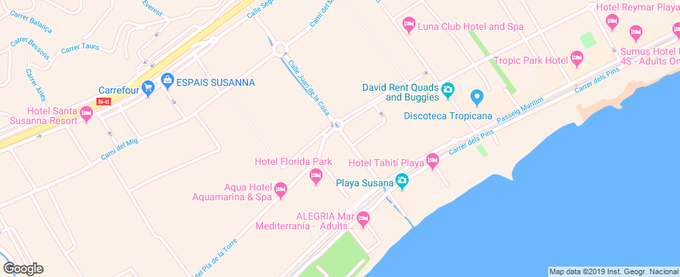 Отель Aqua Hotel Montagut на карте Испании
