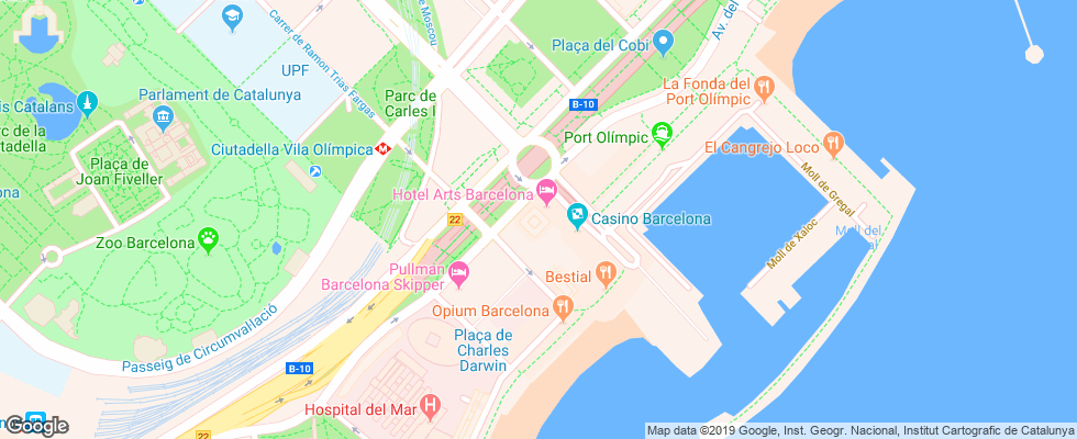 Отель Arts Barcelona на карте Испании