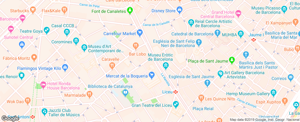 Отель Bagues Hotel Barcelona на карте Испании