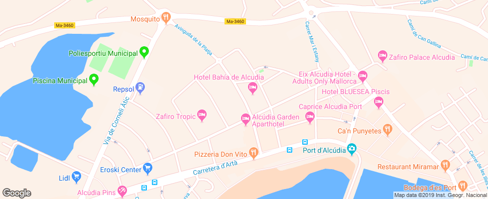 Отель Bahia De Alcudia на карте Испании