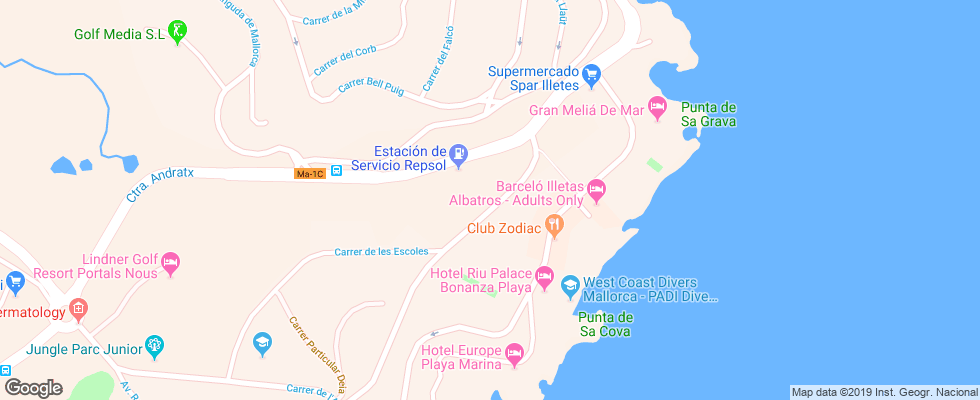 Отель Barcelo Albatros на карте Испании
