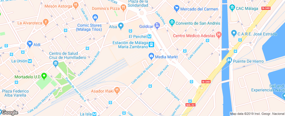 Отель Barcelo Malaga на карте Испании