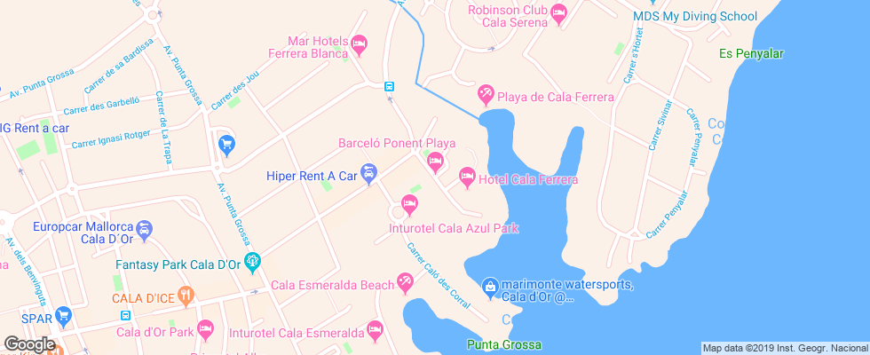 Отель Barcelo Ponent Playa на карте Испании