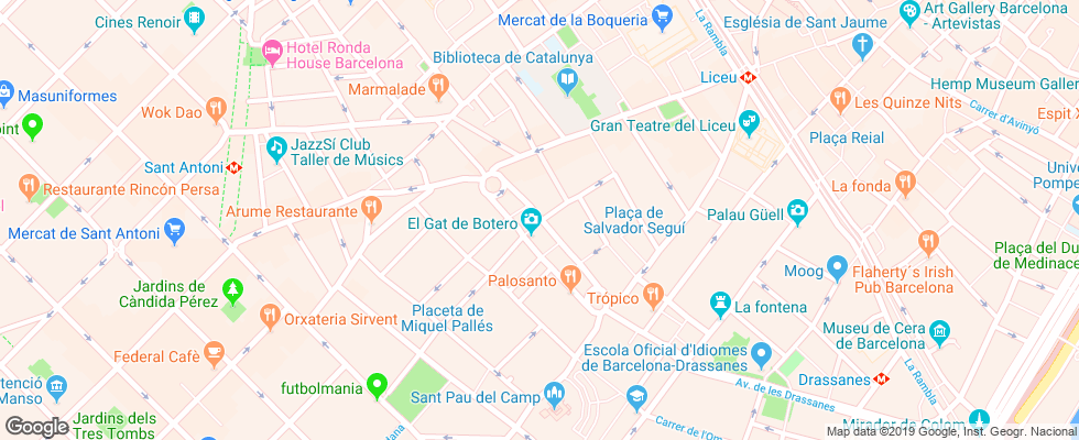 Отель Barcelo Raval на карте Испании