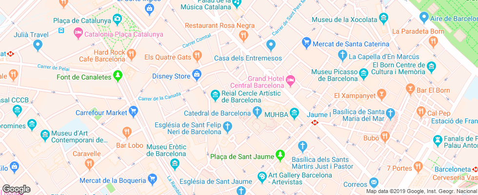 Отель Barcelona Catedral на карте Испании