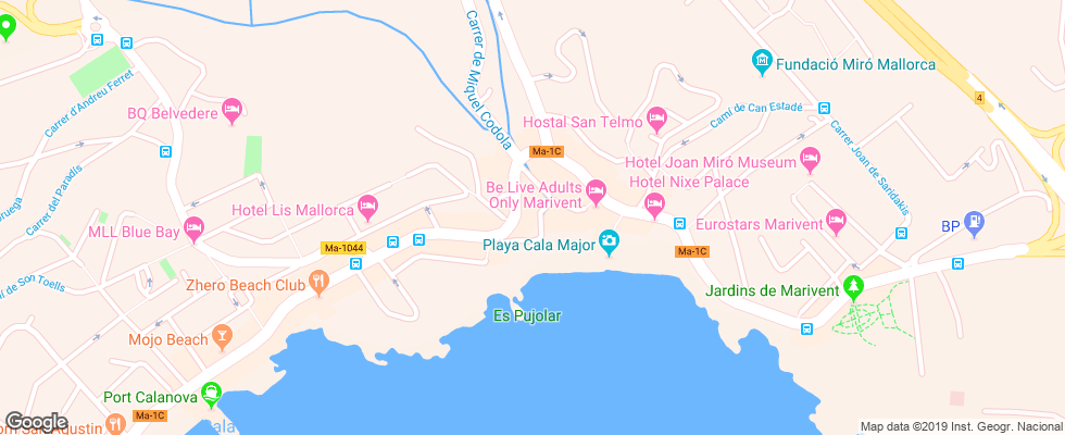 Отель Be Live Adults Only Costa Palma на карте Испании