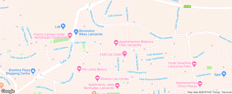 Отель Bitacora Club Lanzarote на карте Испании