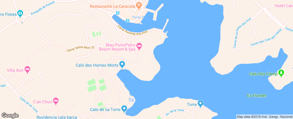 Отель Blau Privilege Porto Petro Resort на карте Испании