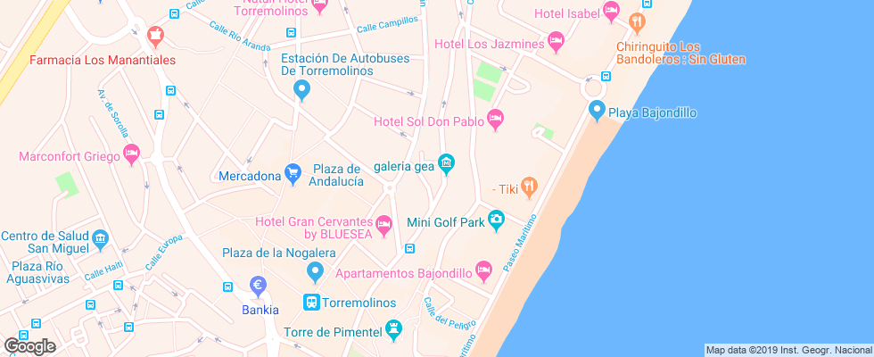 Отель Blue Sea Gran Hotel Cervantes на карте Испании