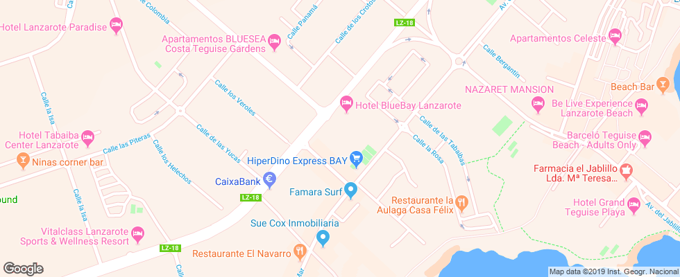 Отель Bluebay Lanzarote на карте Испании
