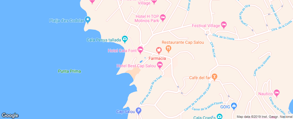Отель Cala Font на карте Испании