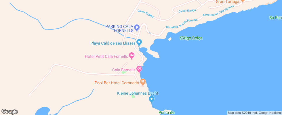 Отель Cala Fornells на карте Испании