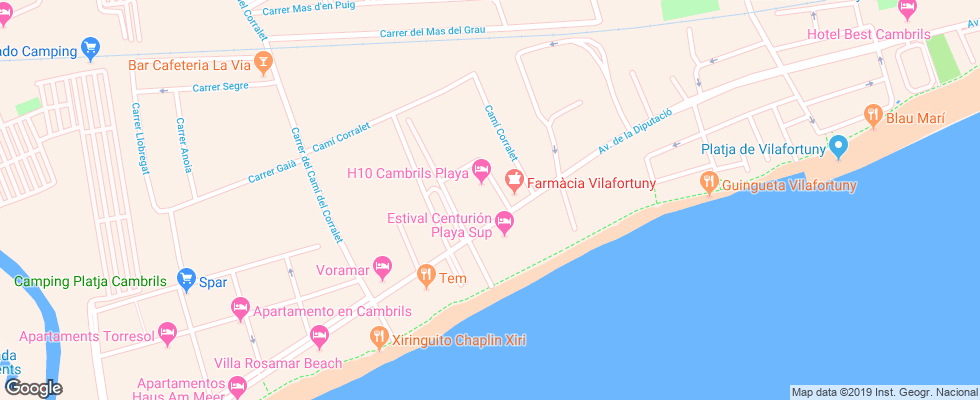 Отель Cambrils Playa на карте Испании