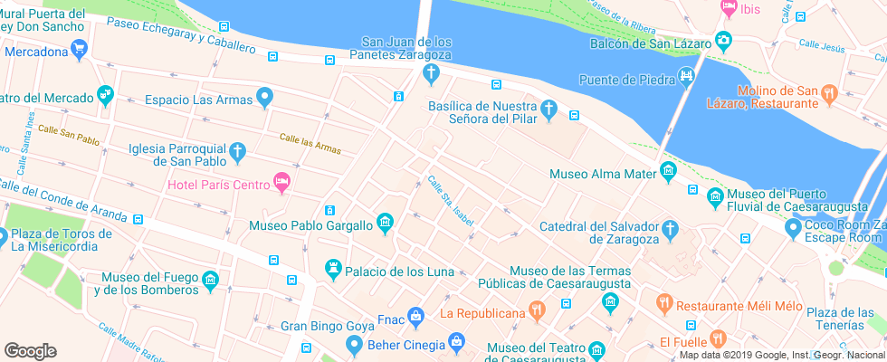 Отель Catalonia El Pilar Zaragoza на карте Испании
