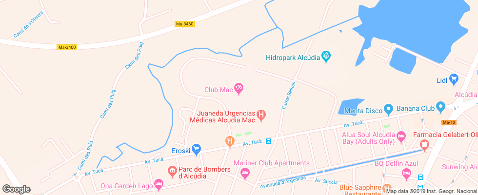 Отель Club Mac Alcudia на карте Испании