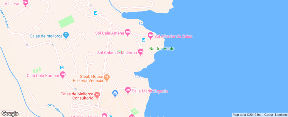 Отель Complejo Calas De Mallorca на карте Испании