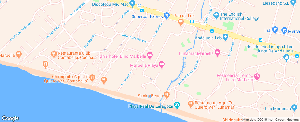Отель Diverhotel Marbella на карте Испании
