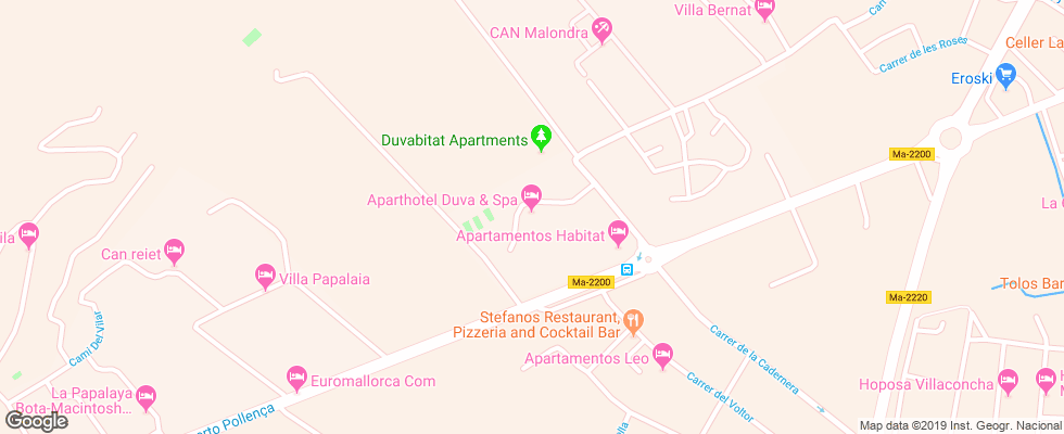 Отель Duva Aparthotel на карте Испании