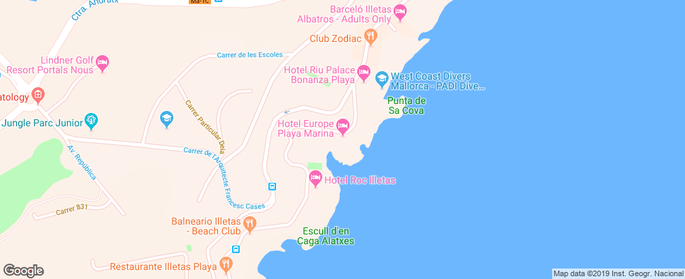Отель Europe Playa Marina на карте Испании