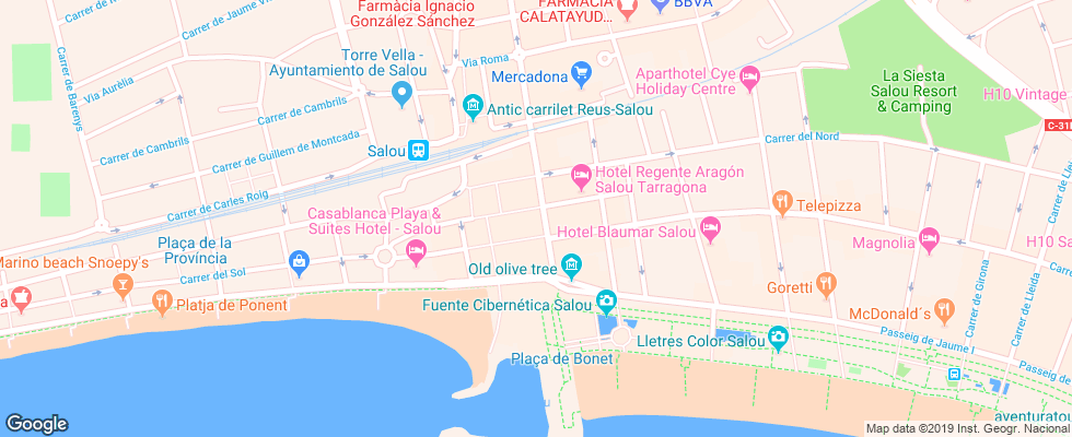 Отель Evenia President Salou на карте Испании