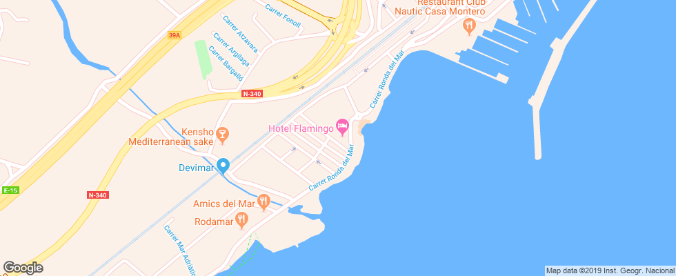 Отель Flamingo Costa Dourada на карте Испании
