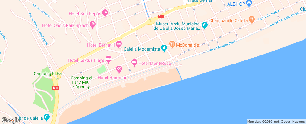Отель Ght Maritim Calella на карте Испании