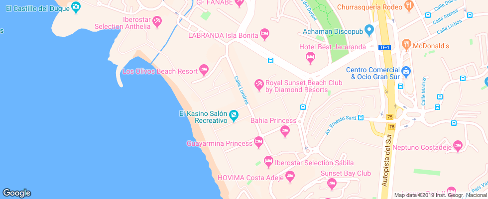 Отель Guayarmina Princess на карте Испании