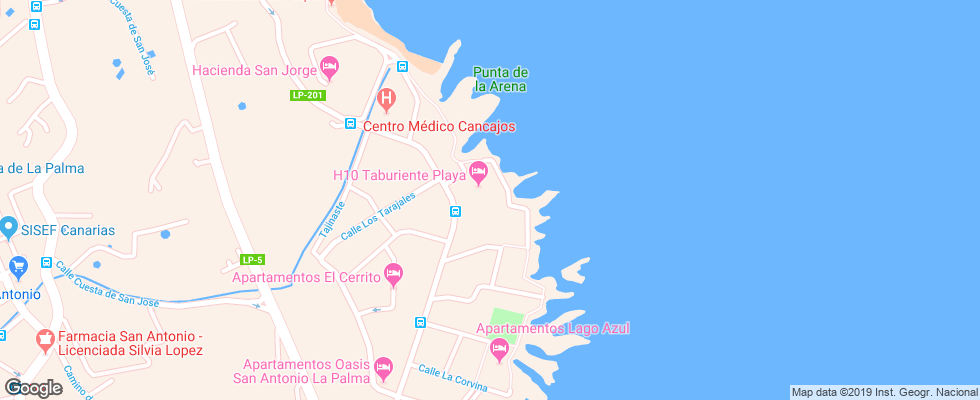 Отель H10 Taburiente Playa на карте Испании
