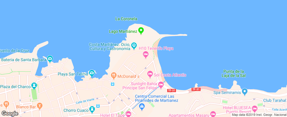 Отель H10 Tenerife Playa на карте Испании