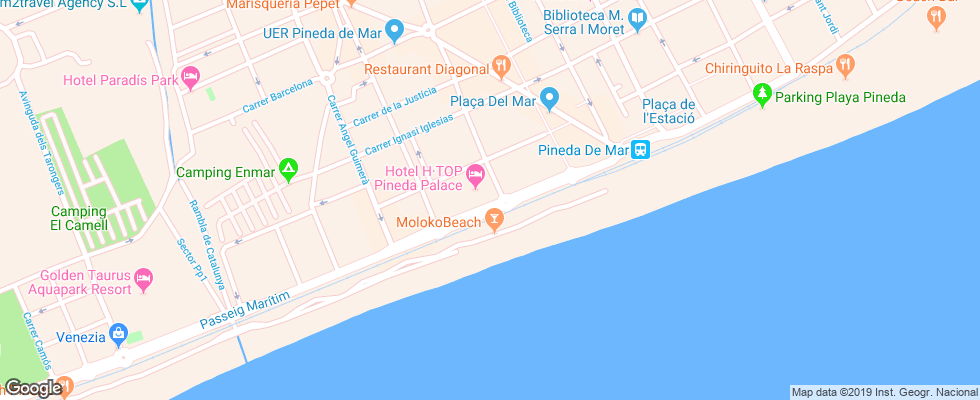 Отель H Top Pineda Palace Maresme на карте Испании