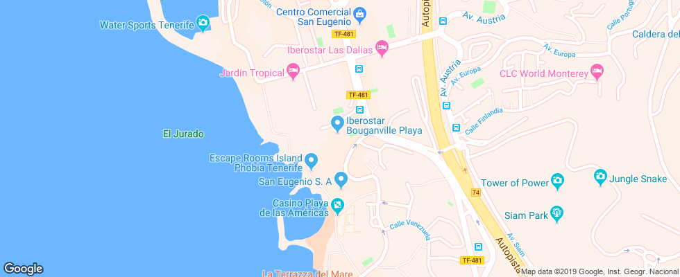 Отель Iberostar Bouganville Playa на карте Испании
