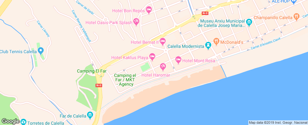 Отель Kaktus Playa на карте Испании