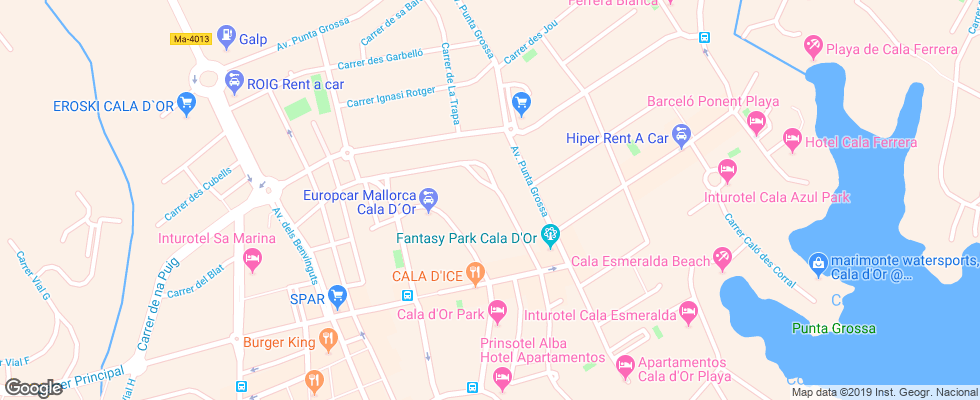 Отель Melia Cala Dor Boutique на карте Испании
