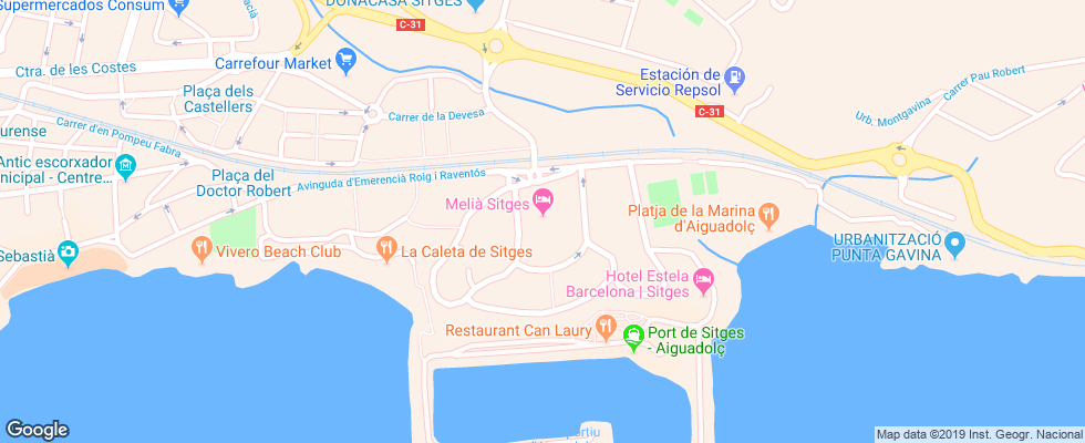 Отель Melia Sitges на карте Испании