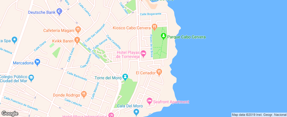 Отель Playas De Torrevieja на карте Испании
