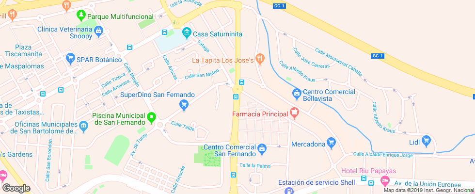 Отель Riu Palace Maspalomas на карте Испании