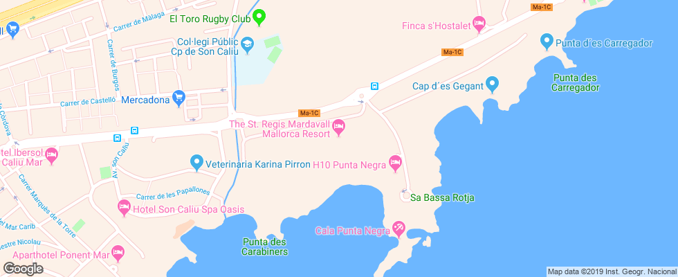 Отель The St. Regis Mardavall Resort на карте Испании