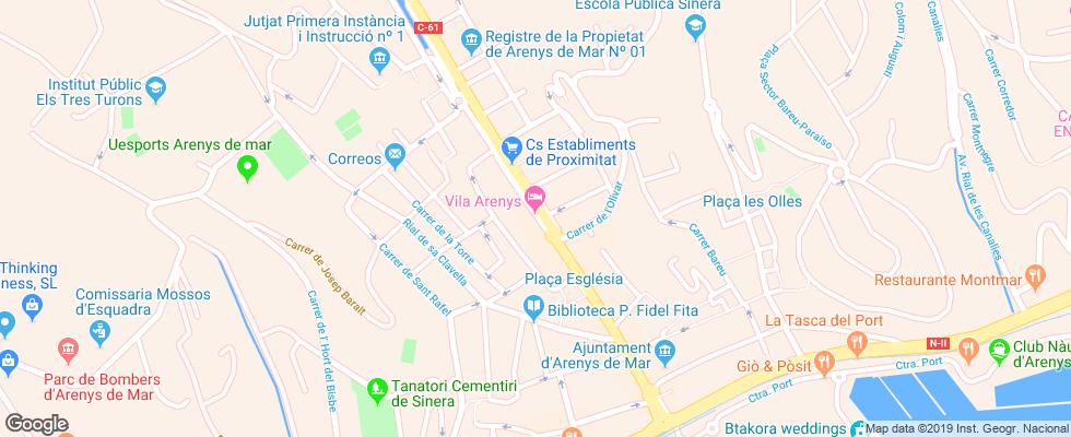 Отель Vila Arenys на карте Испании