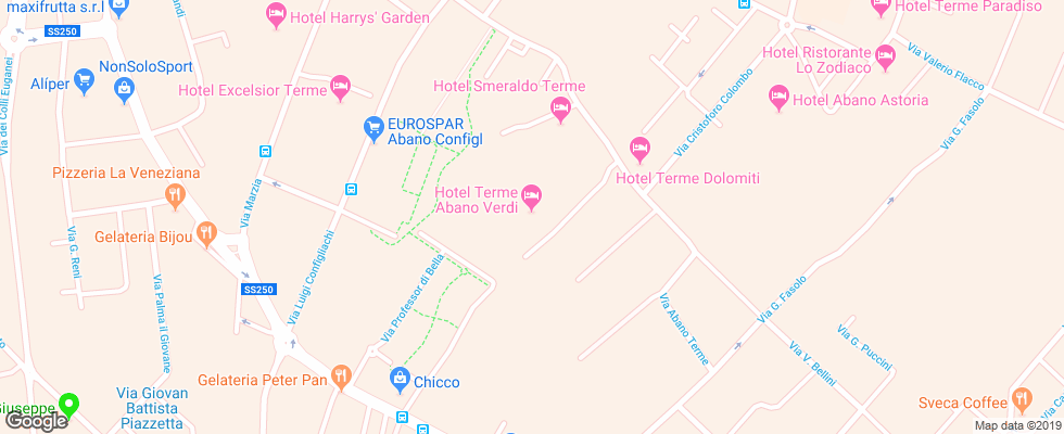 Отель Abano Verdi на карте Италии