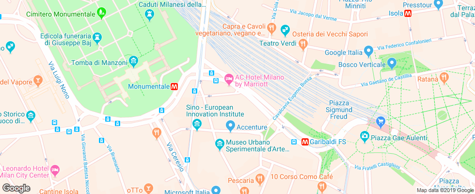 Отель Ac Milano на карте Италии
