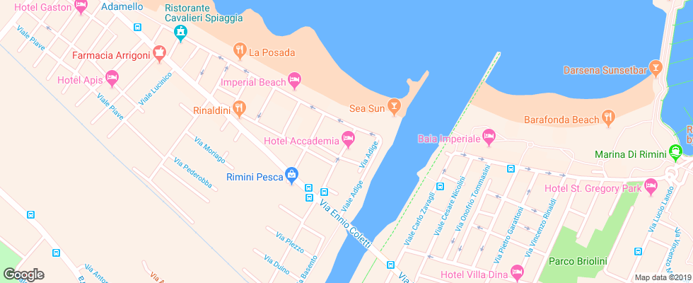 Отель Accademia Rimini на карте Италии