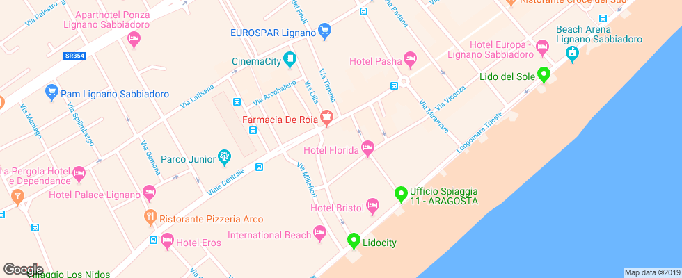 Отель Adria Lignano на карте Италии
