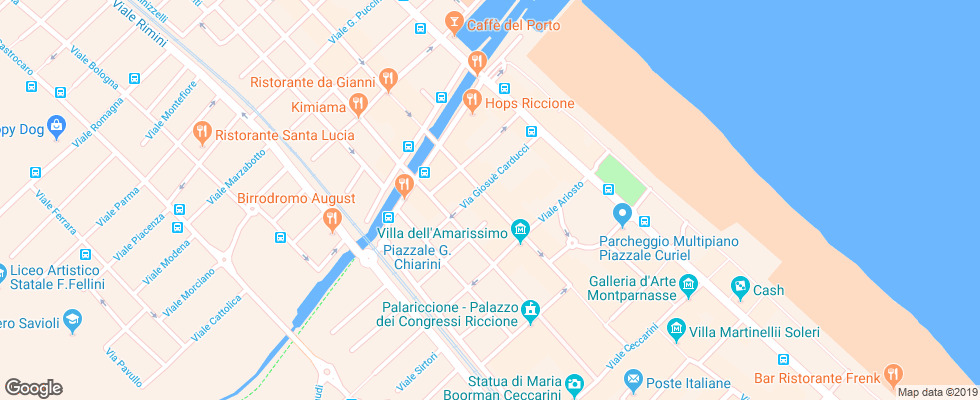 Отель Adriatica Riccione на карте Италии