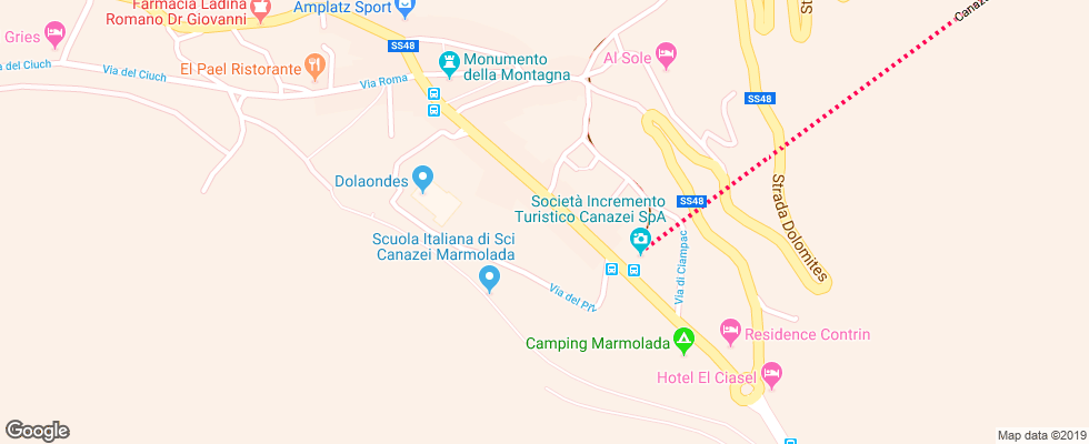 Отель Albergo Canazei на карте Италии
