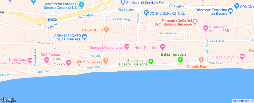 Отель Albergo Mediterraneo на карте Италии