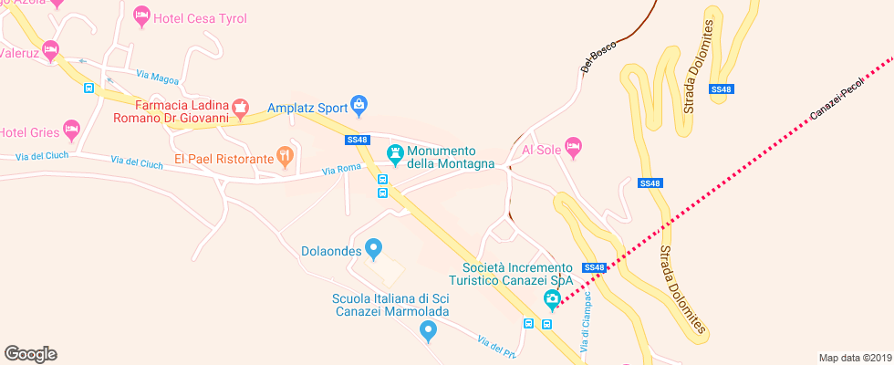 Отель Alla Rosa Hotel Canazei на карте Италии