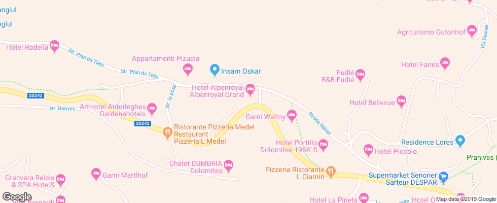Отель Alpenroyal на карте Италии